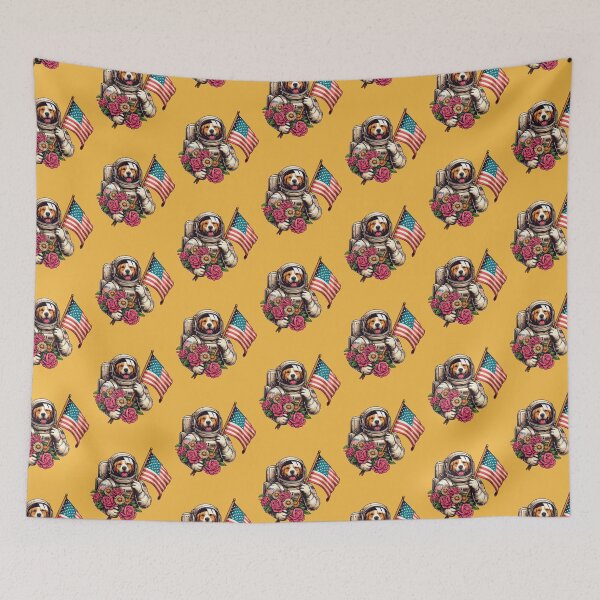 Item preview, Vintage Flowers Astronaut Dog Space Astronaut Dog Floral Lover  -  designed and sold by PurpleLoveStore.