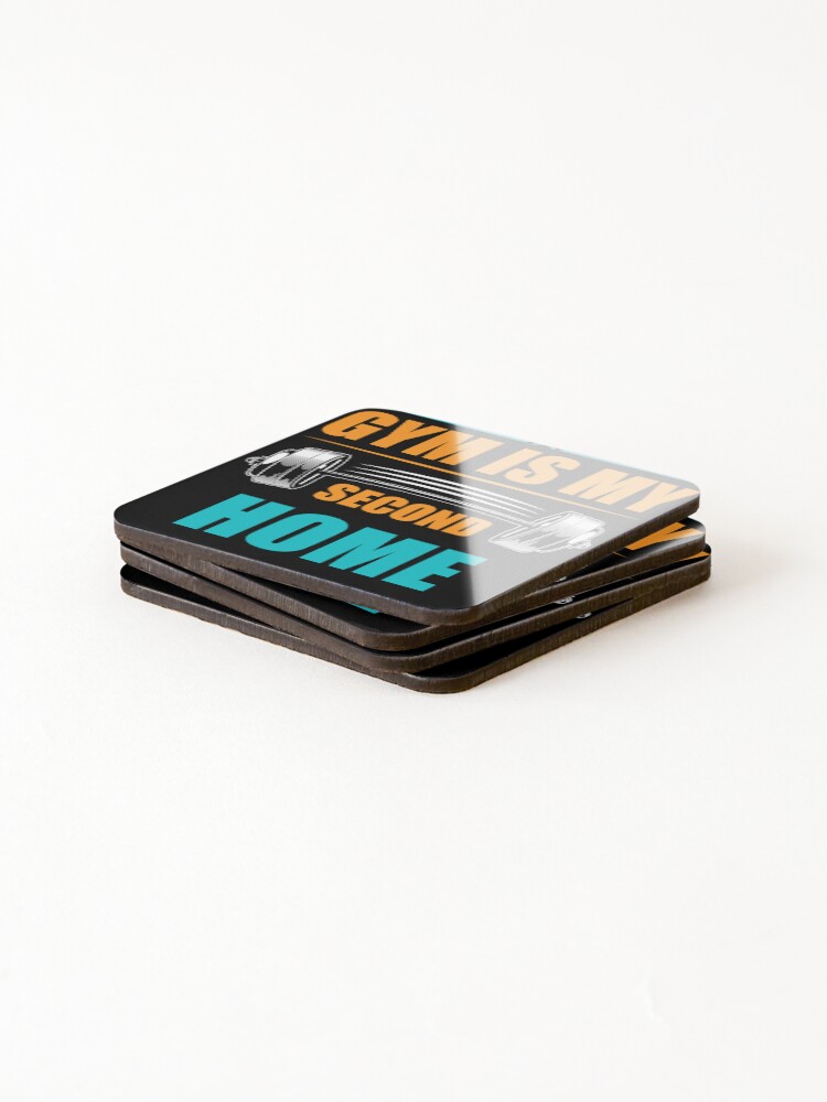 Thumbnail 4 of 5, Coasters (Set of 4), Gym Is My Second Home, designed and sold by RamiOnline.