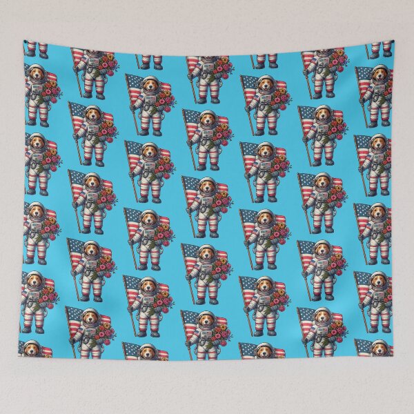 Item preview, Vintage Flowers Astronaut Dog Space Astronaut Dog Floral Lover  -  designed and sold by PurpleLoveStore.