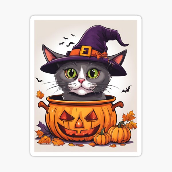 Item preview, Cute Grey Wizard Cat in a Pumpkin designed and sold by CelticAtelier.