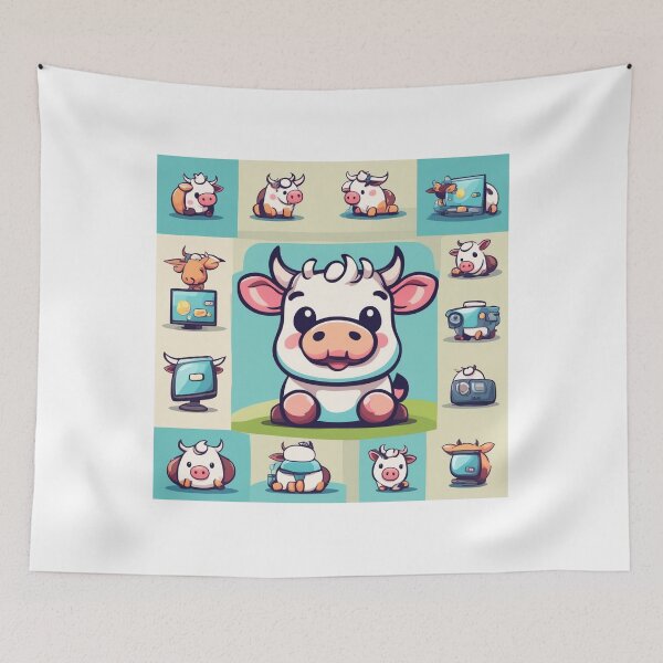 Item preview, Cute Cow Gaming Cartoon Vector Icon Illustration designed and sold by hjian8219.