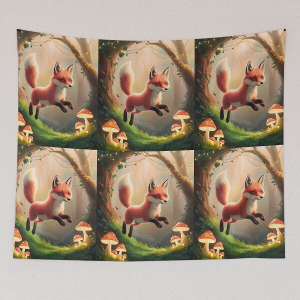 Item preview, Whimsical Fox. Fantasy cute fox, magical forest, enchanting woodland, vintage fox designed and sold by FoxVibes.