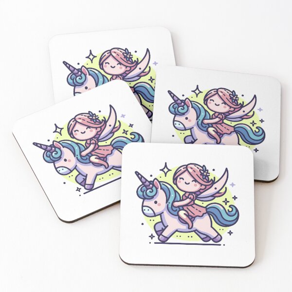 Item preview, Fairy Riding Unicorn - Magical Lineart Fantasy Art designed and sold by H Jonas.