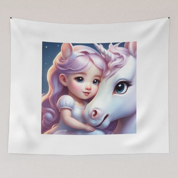 Item preview, Cute Unicorn Hugging Baby Unicorn Cartoon Vector Icon Illustration designed and sold by hjian8219.