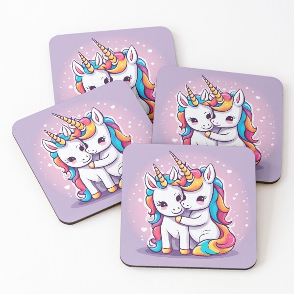 Item preview, Cute Unicorn Hugging Baby Unicorn Cartoon Vector Icon Illustration designed and sold by hjian8219.