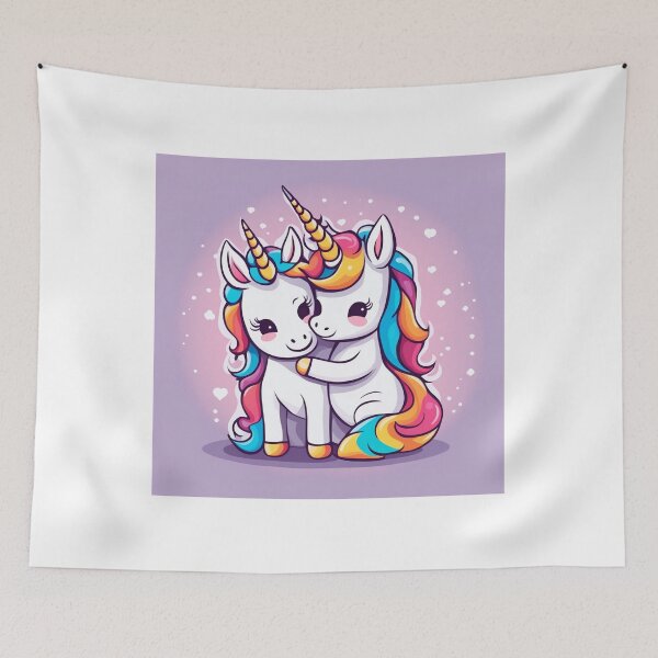 Item preview, Cute Unicorn Hugging Baby Unicorn Cartoon Vector Icon Illustration designed and sold by hjian8219.