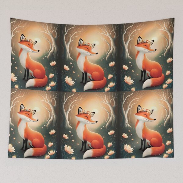 Item preview, Whimsical Fox. Fantasy cute fox, magical forest, enchanting woodland, vintage fox designed and sold by FoxVibes.