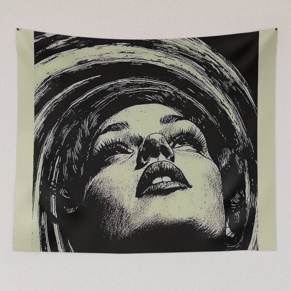 Item preview, Up - abstract retro style sketch of a woman looking up designed and sold by UmagineArts.