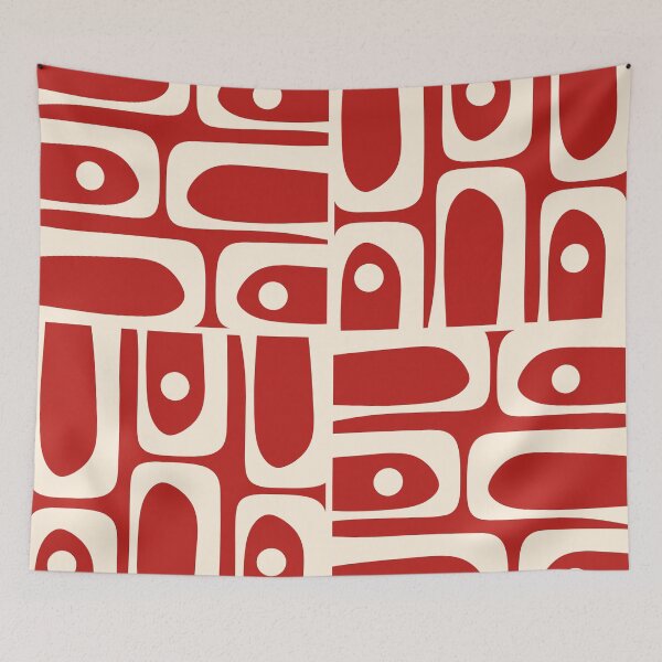Item preview, Mid Century Modern Piquet Abstract Multi Pattern in Red and Cream designed and sold by kierkegaard.