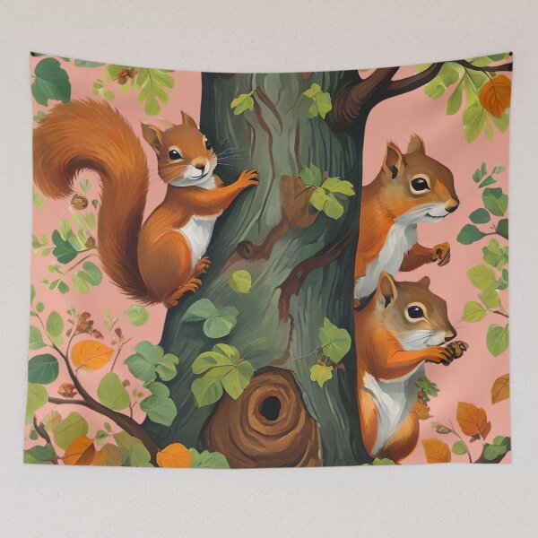 Item preview, Squirrels on the tree designed and sold by Ciervo Primavera.