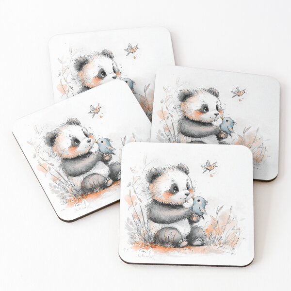 Item preview, Intricate Pen Illustration of Panda and Bird in Conversation designed and sold by PaintbrushPlace.