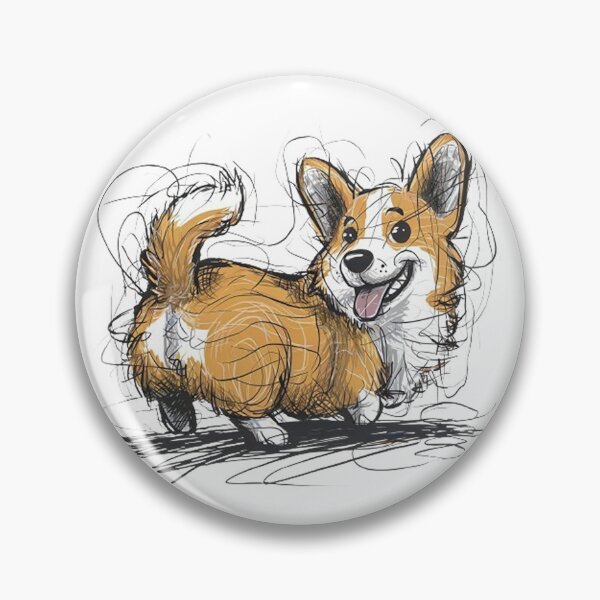 Artikelvorschau, Fröhliche Corgi-Skizze: Verspielter Cartoon-Hund mit ausdrucksstarken Linien entworfen und verkauft von SellingWSarah17.