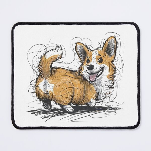 Artikelvorschau, Fröhliche Corgi-Skizze: Verspielter Cartoon-Hund mit ausdrucksstarken Linien entworfen und verkauft von SellingWSarah17.