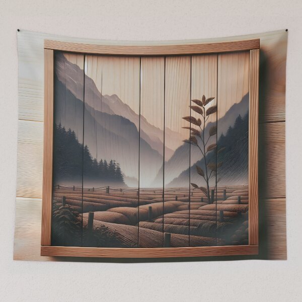Item preview, Serene Mountain Valley Framed Wood Art designed and sold by CitrineLinker.