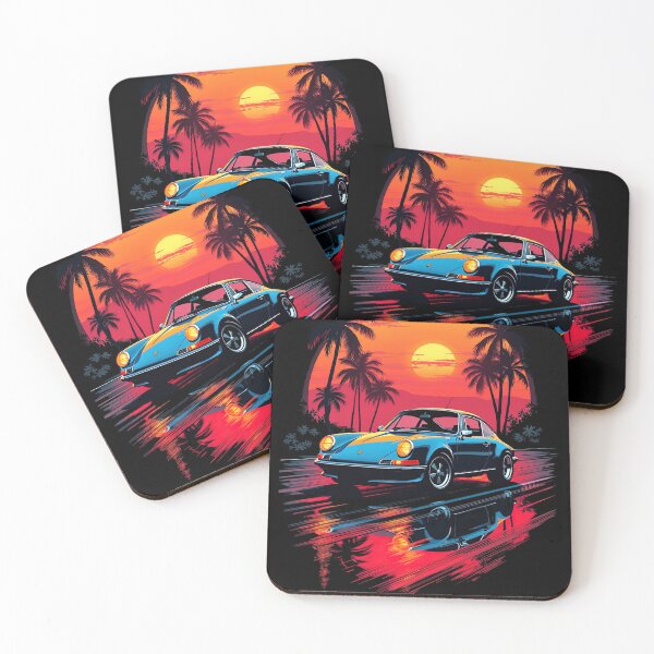 Item preview,  Synthwave Retrowave 80's Sports Car Beach Sunset Graphic designed and sold by SpookshowDesign.