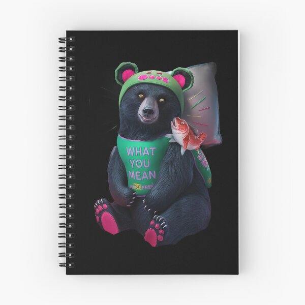 Item preview, black bear wearing a green bib with the text “WHAT YOU MEAN JUICE FREE designed and sold by macadolie.