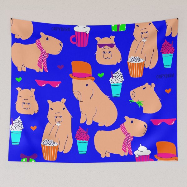 Item preview, cute capybara funny animal blue  designed and sold by Gossip Rag.