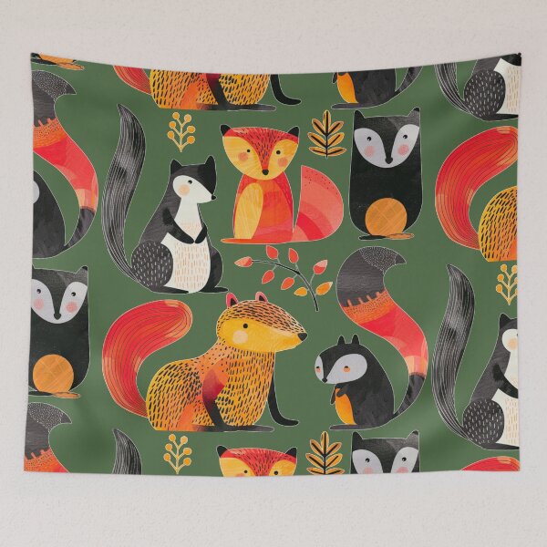 Item preview, Abstract cartoon Fox and Squirrel designed and sold by Artlizzard.