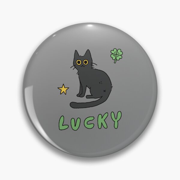 Item preview, Lucky Black Cat with Clover Star Hand Lettering designed and sold by Pets365.