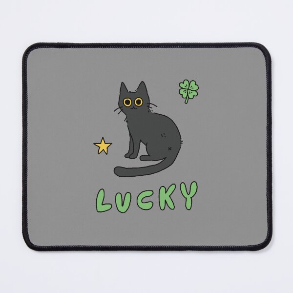 Item preview, Lucky Black Cat with Clover Star Hand Lettering designed and sold by Pets365.