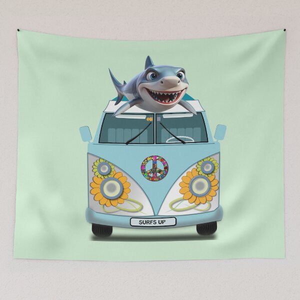 Item preview,  WASSUP PEEPS, CUTE DEVILISH SHARK SURFING ON THE ROOF RACKS OF A KOMBIE VAN, A DESIGN FOR EVERYONE designed and sold by Barbara Jean Photo Art And Design.