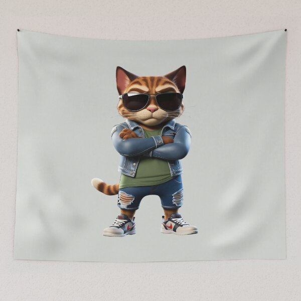 Item preview, A stylish cat in trendy outfit strikes a pose designed and sold by Robo-toons.
