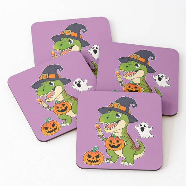 Item preview, Witch Hat Dinosaur Halloween - Kawaii Dino with Pumpkin and Ghosts Illustration designed and sold by DinoTropolis.