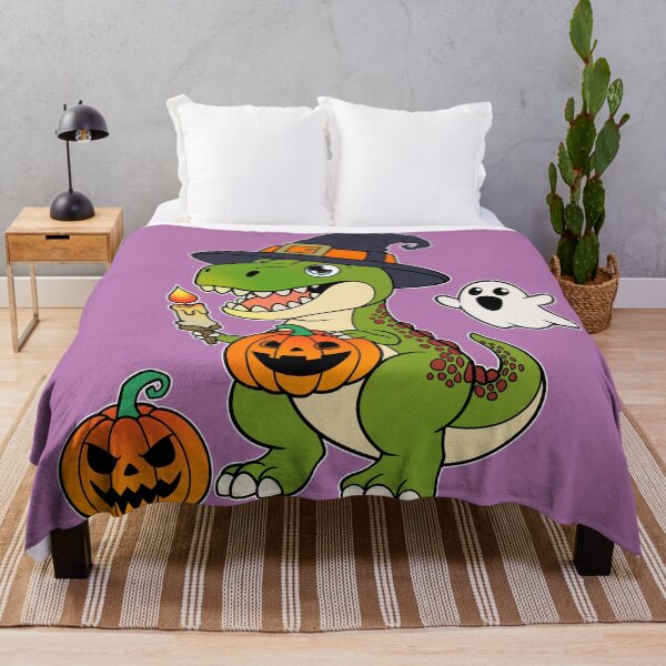 Item preview, Witch Hat Dinosaur Halloween - Kawaii Dino with Pumpkin and Ghosts Illustration designed and sold by DinoTropolis.