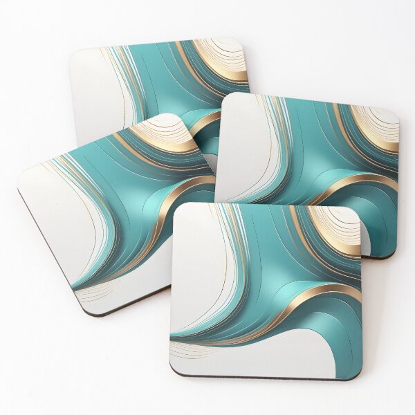 Item preview, Golden teal white color 3D waves on white background designed and sold by iiwart.