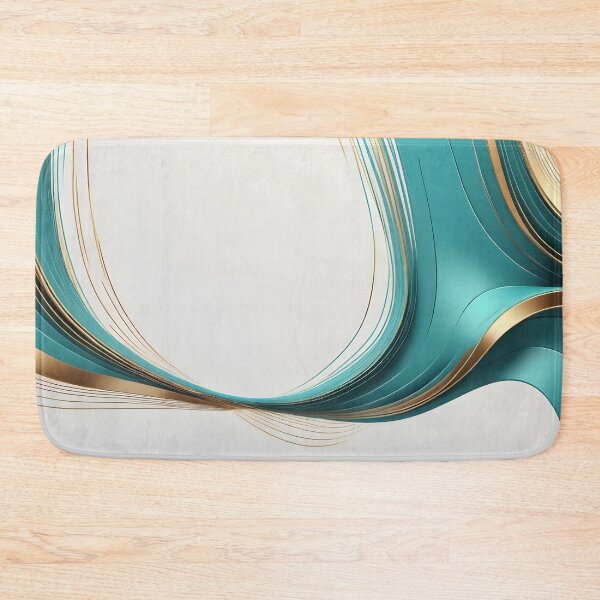 Item preview, Golden teal white color 3D waves on white background designed and sold by iiwart.