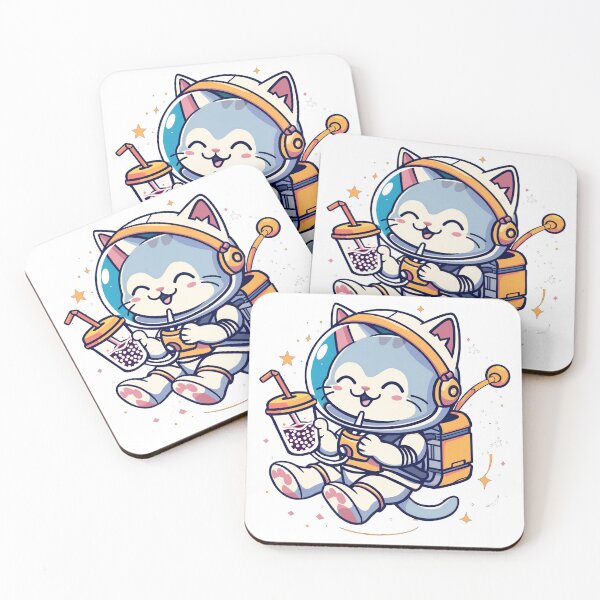 Item preview, Space Boba Cat- white designed and sold by Nufauna.