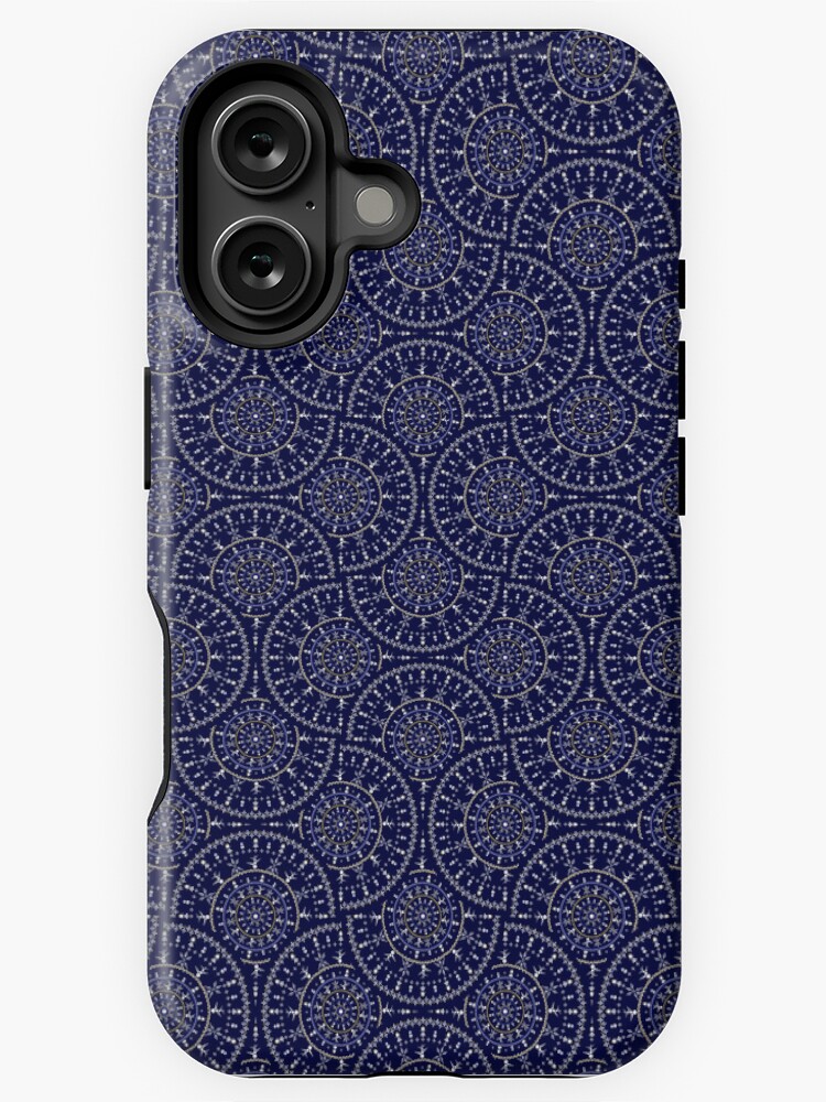 iPhone Case, Ditsy Winter Snow Angels Snowmen And Snowflakes Deco Fans designed and sold by Triplicate Limited