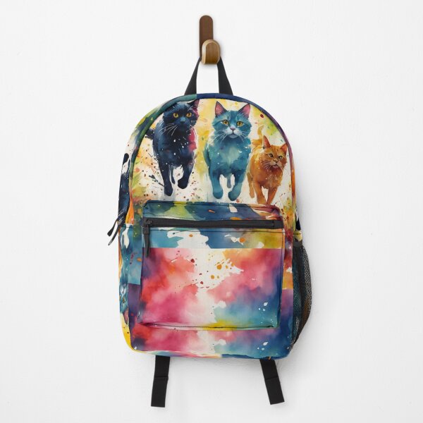 Item preview, Colorful Watercolor Cats with Ink Splashes designed and sold by ByteyCreatives.