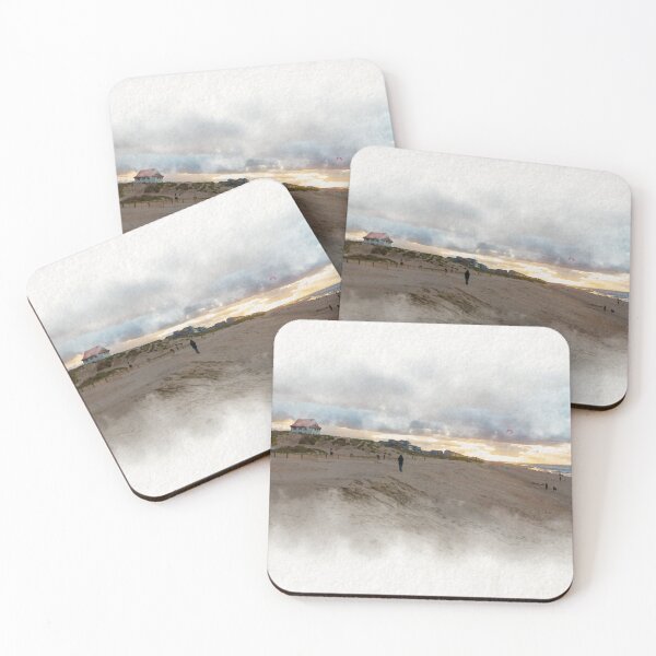 Item preview, sunset on the beach in Autumn in watercolor designed and sold by FotoMahieu.