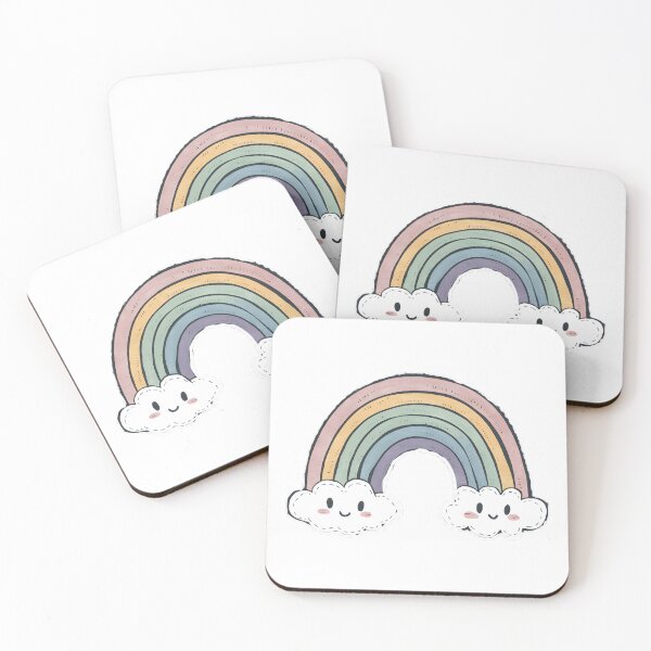 Item preview, Pastel Rainbow with Smiling Clouds - Hand-Drawn Childlike Design designed and sold by PaullCreations.