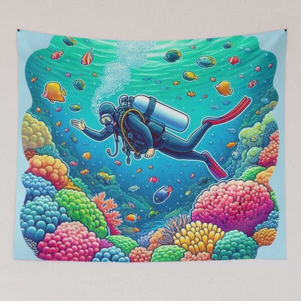 Item preview, Diving Coral Reef  designed and sold by Myra365Art.