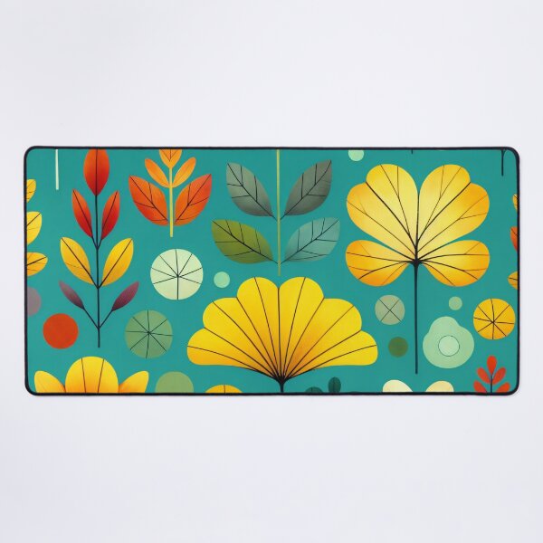 Item preview, Ginkgo biloba leaf pattern turquoise and yellow by heidiannemorris designed and sold by FOLK ART FUSION.