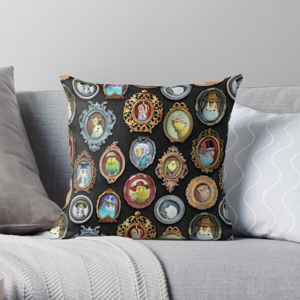 Budgies in Hats Throw Pillow