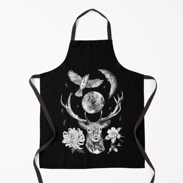 Item preview, Hand-drawn Charcoal Artwork of Deer Antlers Surrounded by Stars, Birds, Flowers, and the Moon designed and sold by Pandositive.