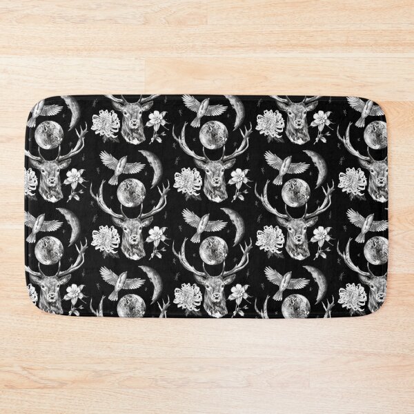 Item preview, Hand-drawn Charcoal Artwork of Deer Antlers Surrounded by Stars, Birds, Flowers, and the Moon designed and sold by Pandositive.