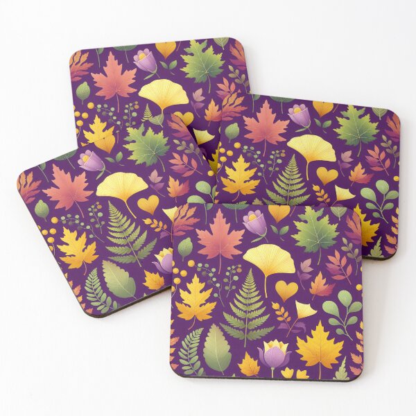 Item preview, Ginkgo biloba leaf pattern purple and yellow by heidiannemorris designed and sold by FOLK ART FUSION by heidiannemorris.