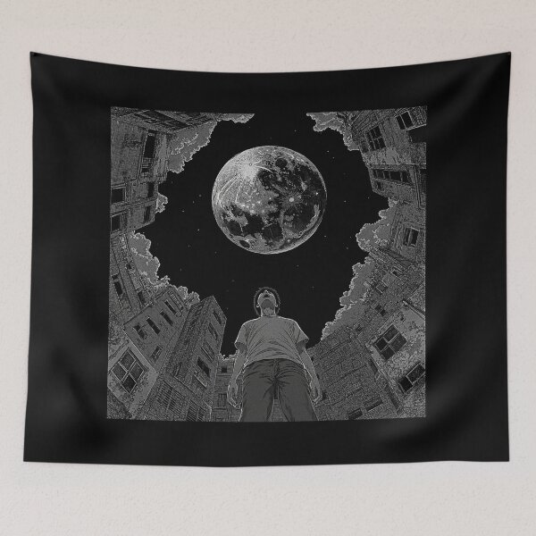 Item preview, Lunar Longing – black and white melancholic manga anime boy designed and sold by ForsakenFrames.