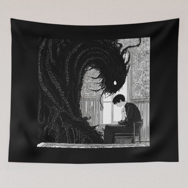 Item preview, Veil of the Inner Void – black and white melancholic horror manga anime boy designed and sold by ForsakenFrames.