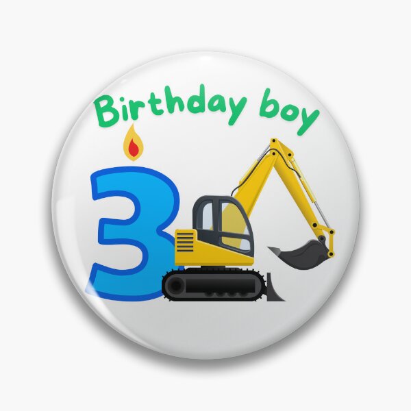 Item preview, Number 3 candle and yellow excavator truck for birthday boys designed and sold by StyleAlive.