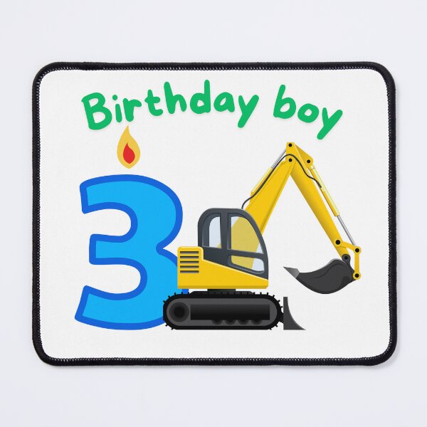 Item preview, Number 3 candle and yellow excavator truck for birthday boys designed and sold by StyleAlive.
