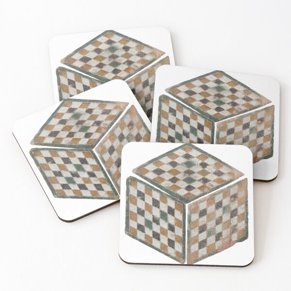 Item preview, Vintage Spanish Cube with Checkerboard Pattern on White designed and sold by AnimaliaStar.