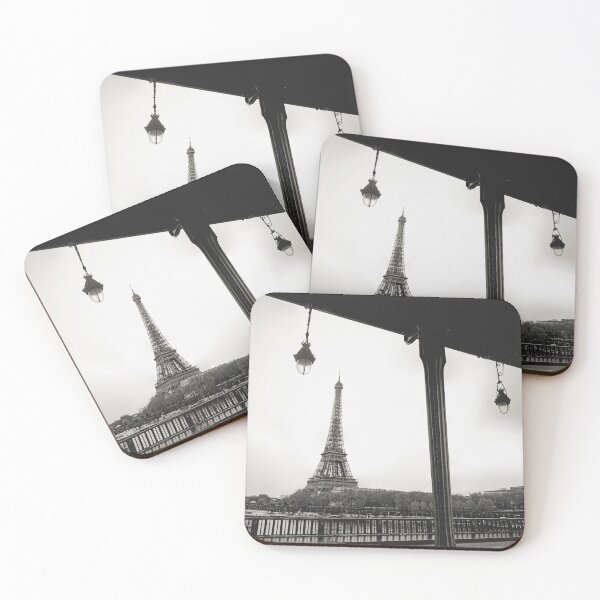 Item preview, Black and White Paris View of Eiffel Tower from Metal Bridge  designed and sold by CarolinaReina.