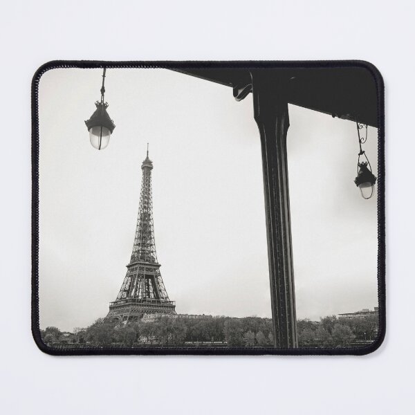 Item preview, Black and White Paris View of Eiffel Tower from Metal Bridge designed and sold by CarolinaReina.