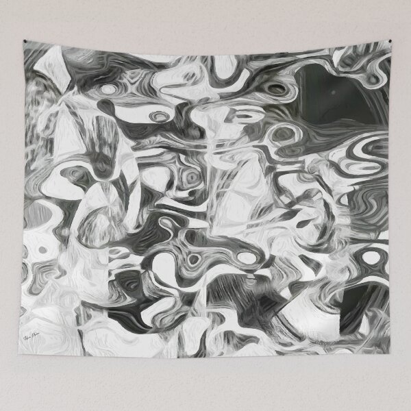 Item preview, Abstract black and white fluid designed and sold by Hen-C-Art.