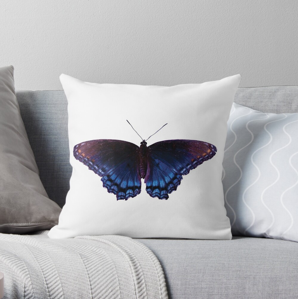 Blue Wing Butterfly Open Wings Throw Pillow